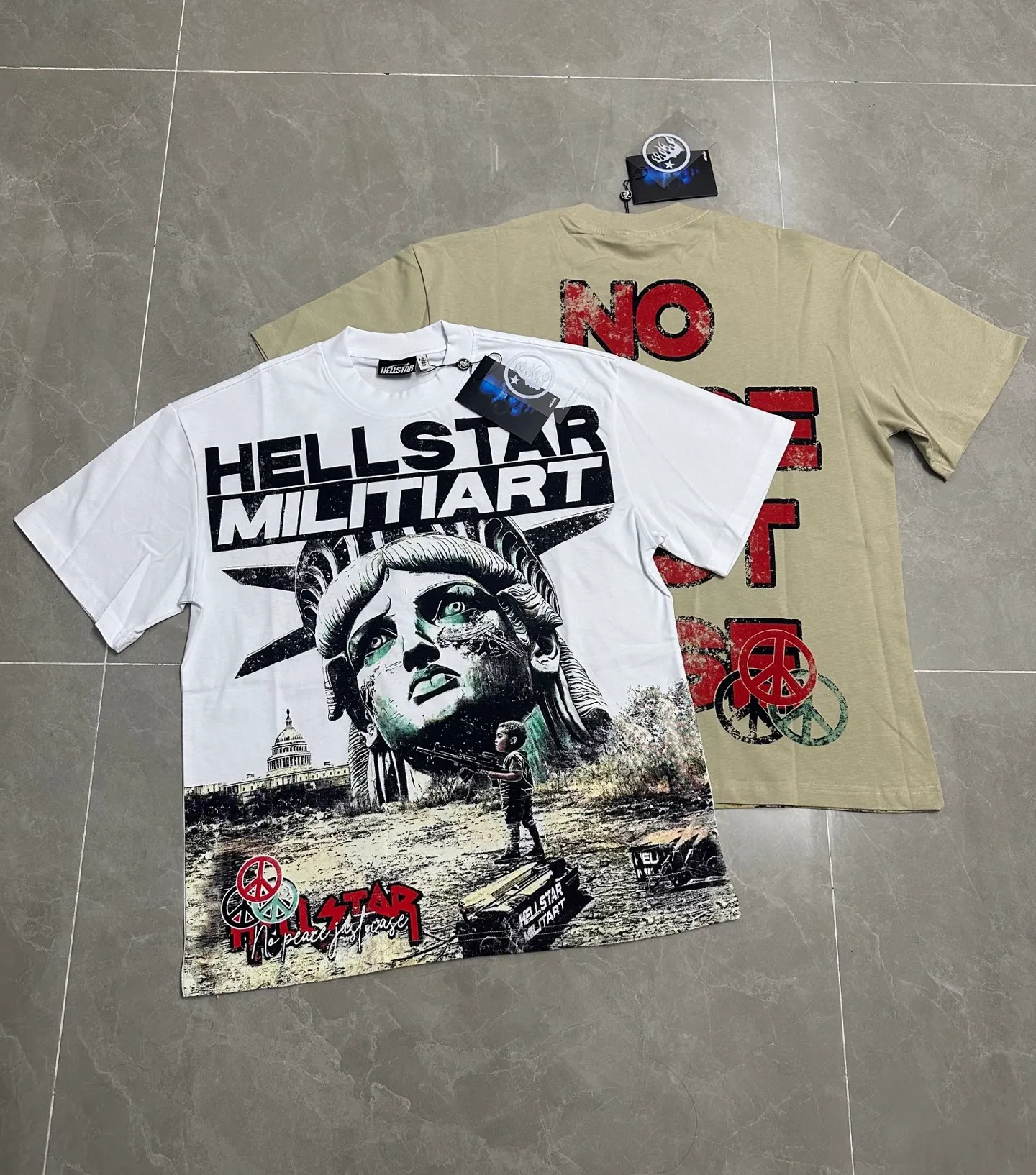 739# /Khaki I P54 In Stock Hellstar 、 T （fabric):32 240 Sizes（size）：S-M- L- X L （colour）：White、Khaki